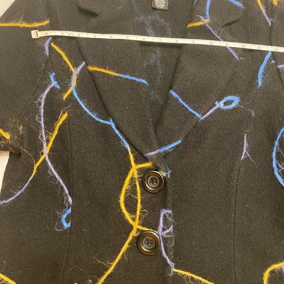 Luciano Dante Jacket Womens Size M Black with Yarn detail 100% Wool Coat black - Picture 4 of 10